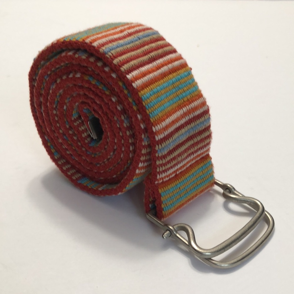 Multi-Color Stripe Metal Ends Cloth Belt size 6